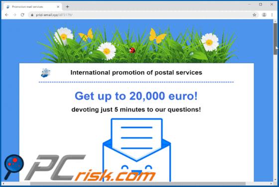 POP-UP da fraude International promotion of postal services