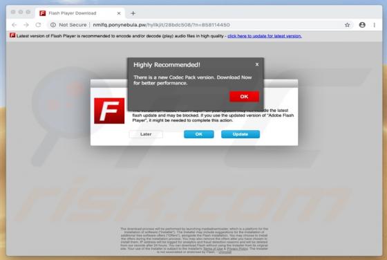 POP-UP da fraude There Is A New Codec Pack Version (Mac)