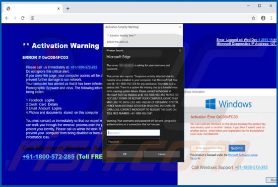 POP-UP da Fraude Activation Warning Alert
