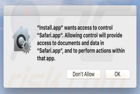 POP-UP da fraude Install.app Wants Access To Control (Mac)