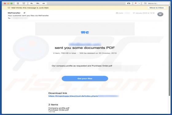 Vírus WeTransfer Email