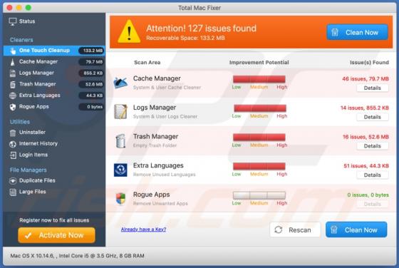 Aplicação Indesejada Total Mac Fixer (Mac)